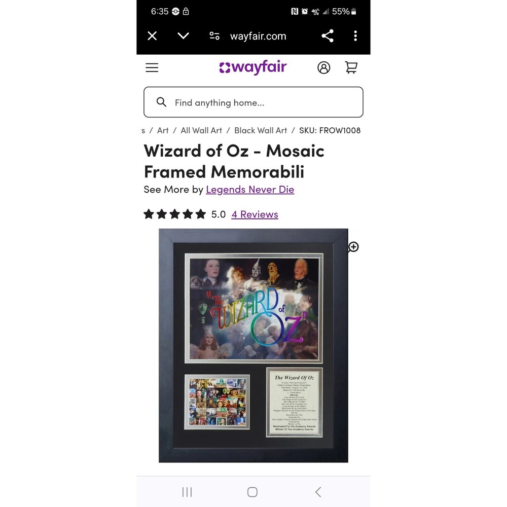 Wizard of Oz - Mosaic Framed Memorabilia LND A2